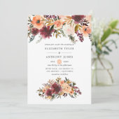 Invitation Mariage floral Bordo Peach (Debout devant)