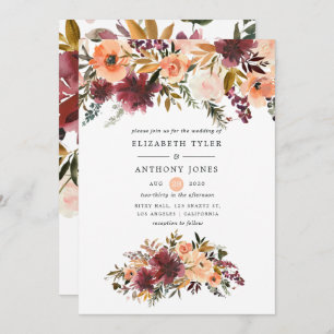 Invitation Mariage floral Bordo Peach