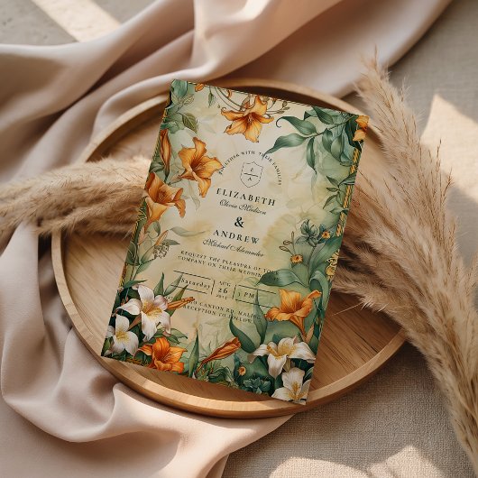 Invitation Mariage Floral Botanique Antique