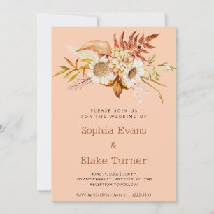 Invitation Mariage Floral Botanique de Campagne Automnal Abri