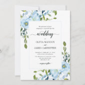 Invitation Mariage floral botanique de la Marine Bleue modern (Devant)