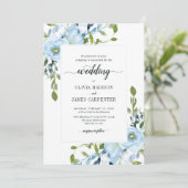 Invitation Mariage floral botanique de la Marine Bleue modern (Debout devant)