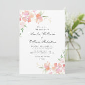 Invitation mariage floral botanique or et rose (Debout devant)