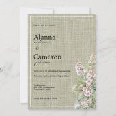 Invitation Mariage floral botanique rose et vert menthe rusti (Devant)