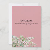 Invitation Mariage floral botanique rose et vert menthe rusti (Dos)