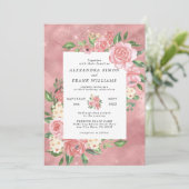 Invitation Mariage Floral Botanique Rose Gold Aquarelle Rose (Debout devant)