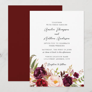 Invitation Mariage Floral Botanique Rustique Bourgogne