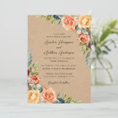 Invitation Mariage floral botanique rustique multicolore (Debout devant)