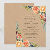 Invitation Mariage floral botanique rustique multicolore (Devant / Derrière)