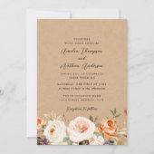 Invitation Mariage Floral Botanique Rustique Orange Brûlé (Devant)