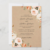 Invitation Mariage Floral Botanique Rustique Teinté de Pêche (Devant)