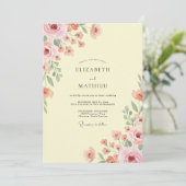 Invitation Mariage Floral Botanique Teint de Citron (Debout devant)