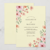 Invitation Mariage Floral Botanique Teint de Citron (Devant / Derrière)