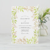 Invitation Mariage Floral Botanique Vert Pâle (Debout devant)