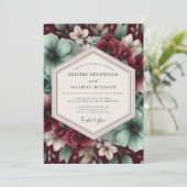 Invitation Mariage Floral Bourgogne (Debout devant)