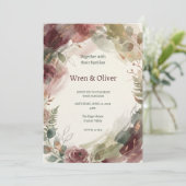 Invitation Mariage Floral Bourgogne (Debout devant)