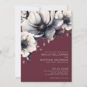 Invitation Mariage Floral Bourgogne (Devant)
