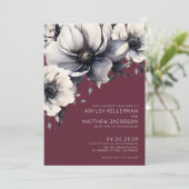 Invitation Mariage Floral Bourgogne (Debout devant)