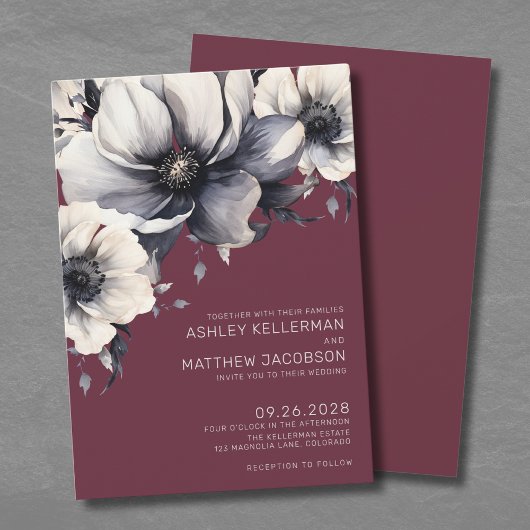Invitation Mariage Floral Bourgogne