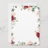Invitation Mariage Floral Bourgogne et rose pâle en (Dos)