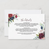 Invitation Mariage floral bourgogne moderne Détails Insérer u (Devant)