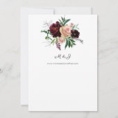 Invitation Mariage Floral Bourgogne & Rose Pâle (Dos)