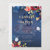 Invitation Mariage Floral Bourgogne Rustique (Devant)