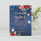 Invitation Mariage Floral Bourgogne Rustique (Debout devant)