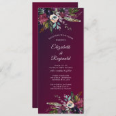 Invitation Mariage floral Bourgogne Splendor (Devant / Derrière)