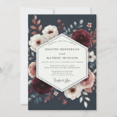 Invitation Mariage Floral Bourguignon (Devant)