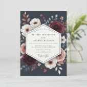 Invitation Mariage Floral Bourguignon (Debout devant)
