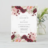 Invitation Mariage Floral Bourguignon (Debout devant)