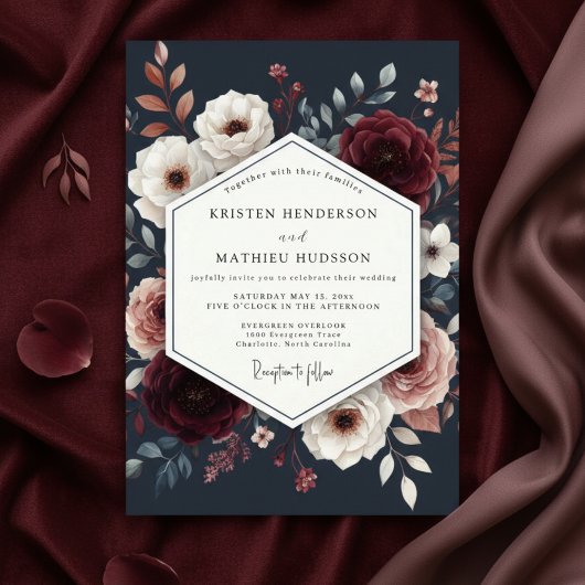 Invitation Mariage Floral Bourguignon