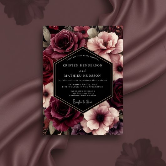 Invitation Mariage Floral Bourguignon