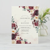 Invitation Mariage Floral Bourguignon (Debout devant)