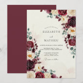 Invitation Mariage Floral Bourguignon (Devant / Derrière)