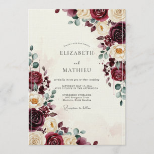 Invitation Mariage Floral Bourguignon