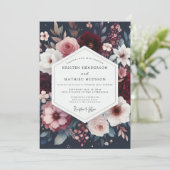 Invitation Mariage Floral Bourguignon (Debout devant)