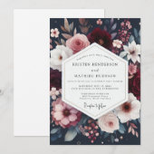 Invitation Mariage Floral Bourguignon (Devant / Derrière)