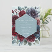 Invitation Mariage Floral Bourguignon Arrivé (Debout devant)