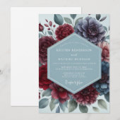 Invitation Mariage Floral Bourguignon Arrivé (Devant / Derrière)