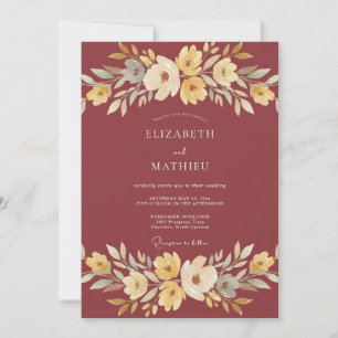 Invitation Mariage Floral Bourguignon Automnal