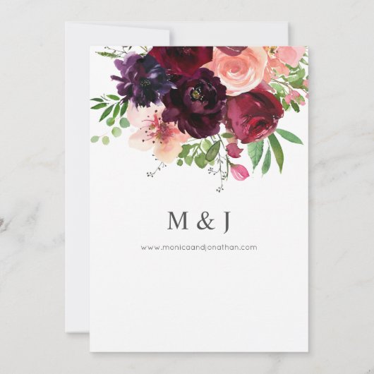 Invitation Mariage Floral Bourguignon & Blush 2 V2 (Dos)