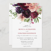 Invitation Mariage Floral Bourguignon & Blush 2 V2 (Devant / Derrière)