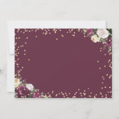 Invitation Mariage Floral Bourguignon Diamants Dorés (Dos)