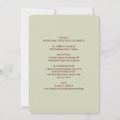 Invitation Mariage Floral Bourguignon Doré avec Détails (Dos)