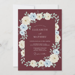 Invitation Mariage Floral Bourguignon Enchanté