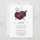 Invitation Mariage floral bourguignon et argenté (Devant)