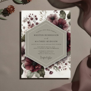 Invitation Mariage Floral Bourguignon Éthéré