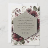 Invitation Mariage Floral Bourguignon Éthéré (Devant)